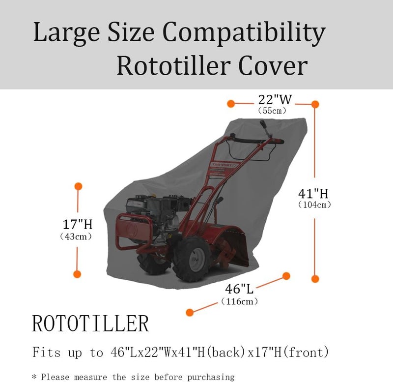 YHINGG Gas Rototiller Cover Waterproof Oxford Cloth Rear Tine Tiller Cover Tiller Accessories Tear-Resistant 46Lx22Wx17H(front) - Image 2